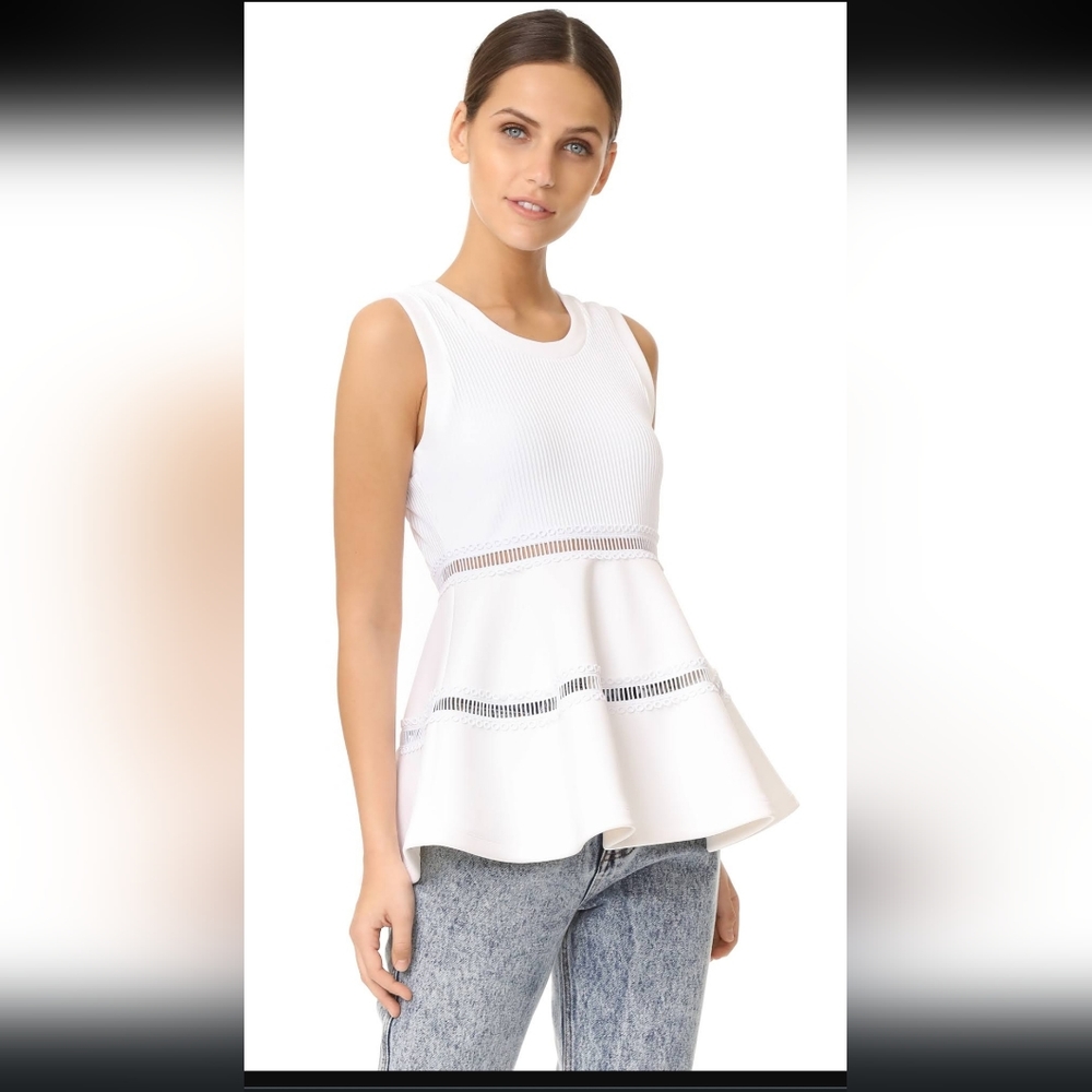 Carven White Peplum Top